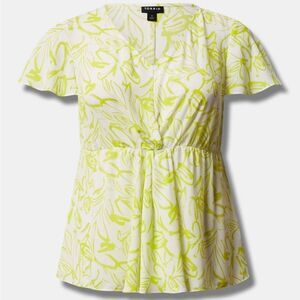 Torrid Georgette Twist Surplice Flutter Sleeve